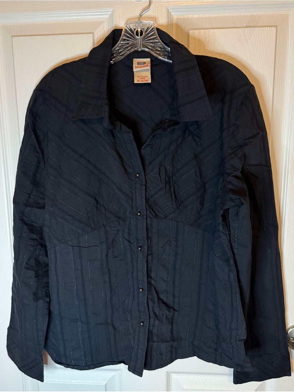 Vintage Faded Glory Black Button-Front Shirt